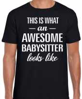 Awesome babysitter oppaser cadeau t-shirt zwart heren