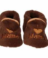 Baby pantoffels slofjes love mama bruin