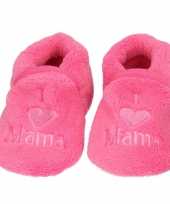 Baby pantoffels slofjes love mama fuchsia