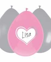 Ballonnen hartje geboorte meisje 12x stuks