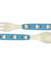 Bamboe bestek met pinguin voor kinderen 14 cm