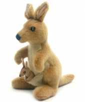 Hansa pluche kangoeroe knuffel met baby 20 cm