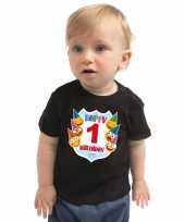 Happy birthday 1e verjaardag t-shirt shirt 1 jaar met emoticons zwart voor baby