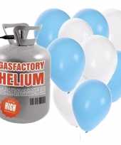 Helium tank met jongen geboren 50 ballonnen