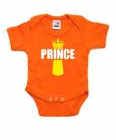 Koningsdag romper prince met kroontje oranje voor babys