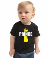Koningsdag t-shirt prince met kroontje zwart voor babys