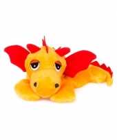 Magnetron warmte knuffel oranje draak 18 cm
