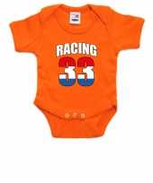 Oranje baby romper racing 33 met race auto coureur supporter race supporter voor babys
