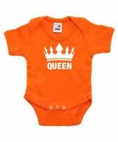 Oranje koningsdag romperje queen met kroon baby