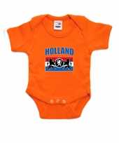 Oranje romper holland met een nederlands wapen voor supporter babys
