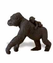 Plastic laagland gorilla met baby 11 cm