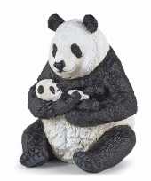 Plastic panda met baby panda 8 cm