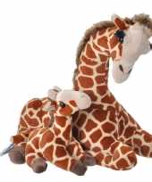 Pluche gevlekte giraffe met baby knuffel 38 cm speelgoed