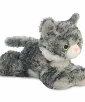 Pluche grijs witte kat poes knuffel 20 cm speelgoed