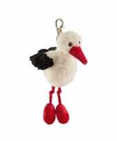 Pluche ooievaar knuffel sleutelhanger 10 cm