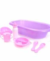 Poppen speelgoed badset 8 delig paars roze