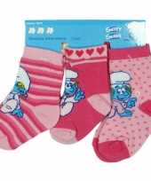Roze baby sokken smurfen 3 pak