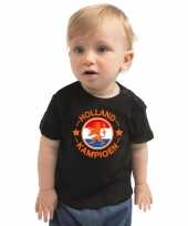 Zwart t shirt holland kampioen met leeuw voor babys nederland supporter
